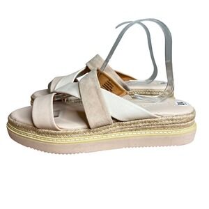 Splendid Fara Espadrille Platform Slide Sandals Size‎ 10 Leather Pink Cream NEW